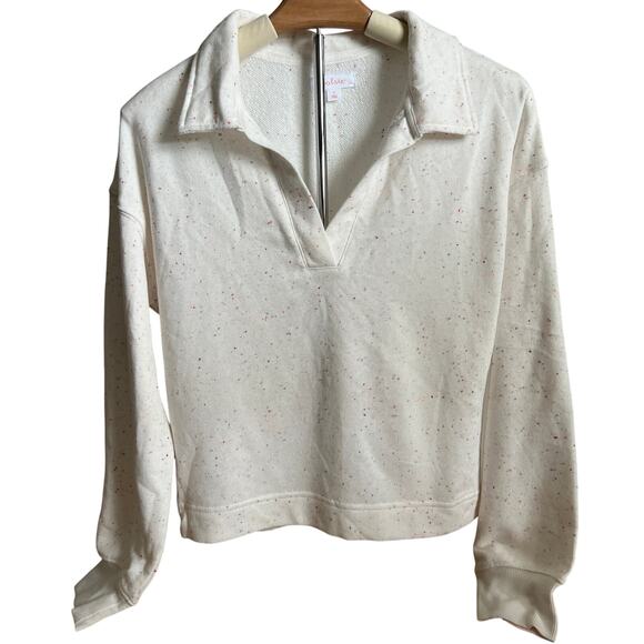 Colsie Women's Cream Lounge Long Sleeve Collared Sweatshirt - Size Small - NWT - Picture 1 of 8
